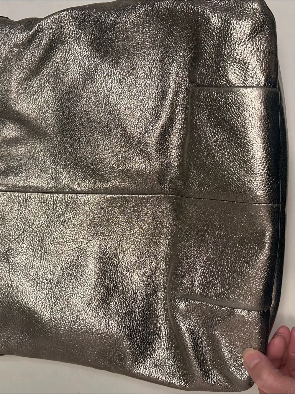 Coach Madison Metallic Pewter Pebbled Leather Crossbody - Picture 7 of 16